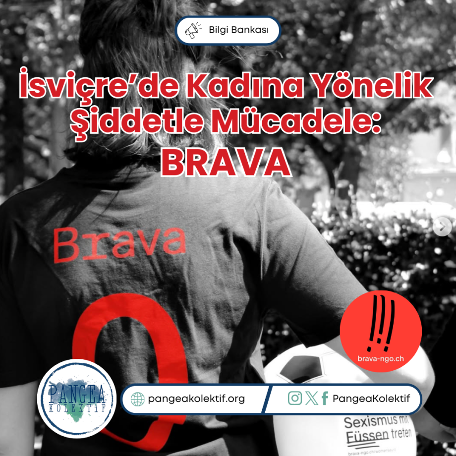 İsviçre’de Kadına Yönelik Şiddetle Mücadele-BRAVA yazan bir afiş