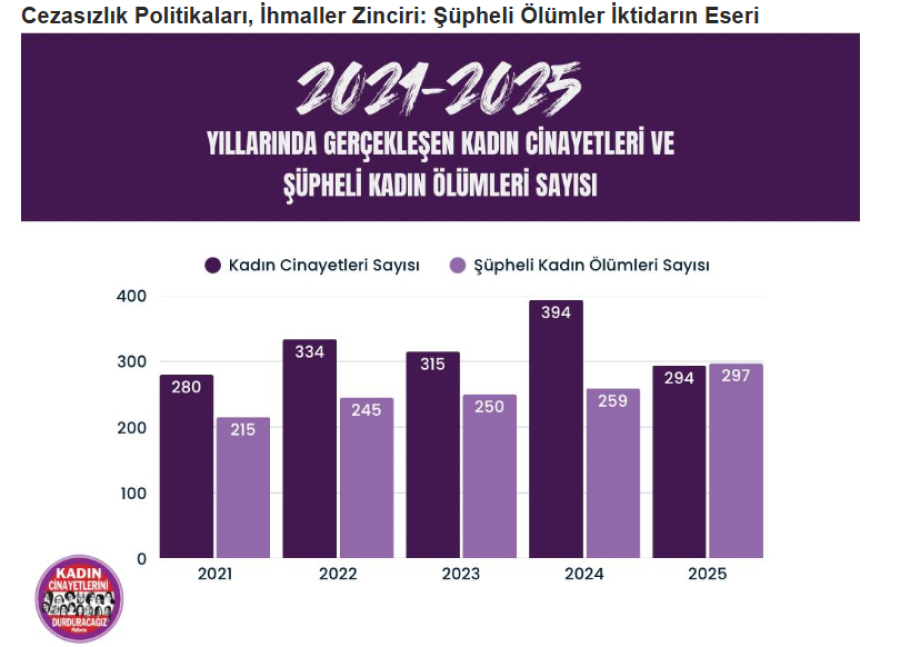 şüpheli kadın ölümleri sayılarını gösteren grafik
