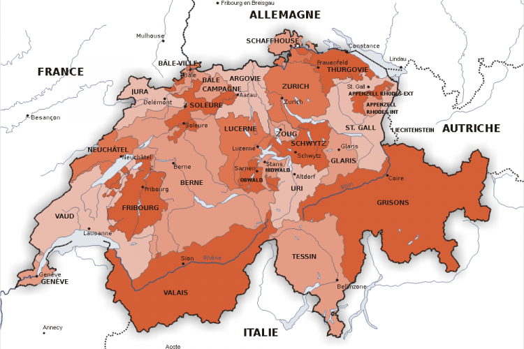 isviçre'de kantonlar haritası