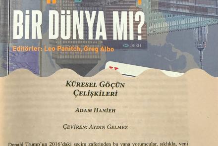 Altüst Olmuş Bir Dünya mı? başlığının yazılı olduğu kitap kapağının altında makalenin başlığı ve yazarın isminin yazılı olduğu sayfanın birlikte görüntüsü